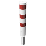 Rampaal Ø152x1000mm staal verzinkt - wit/rood - verwijderbaar met grondstuk