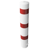 Rampaal Ø193mm staal verzinkt - wit/rood - 1200/1500/2000mm - met grondanker