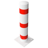 Rampaal Ø193x1000mm staal verzinkt - wit/rood - met vloermontage