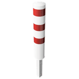 Rampaal Ø193mm staal verzinkt - wit/rood - 1000mm - verwijderbaar met grondstuk