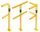 Beschermhek railing modulair TS2 staal geel/zwart - begin/einde/midden/hoek paal