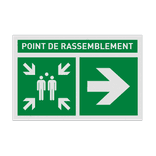 Autocollant ou panneau - E007 - Point de rassemblement à droite