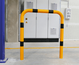 Arceau de protection en acier droit Ø76mm jaune/noir - différentes dimensions - montage au sol