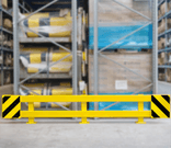 Stellingbeschermer staal geel/zwart - breedte 2300-2700mm - vloermontage