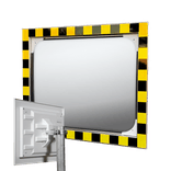 Miroir de circulation acrylique - 600x400mm - avec cadre rouge/blanc