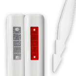 Bermpaal wit kunststof type Harpoen 1200x110x50mm - met reflectoren rood/wit