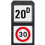 Verzwaarde bermpaal met 2 borden tekst/symbool - Assenede