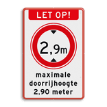 Verkeersbord - Maximale doorrijhoogte (RVV C-19) - reflecterend - BT25