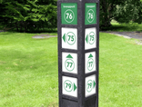 Routepaal gerecycled kunststof met 4x5 uitsparingen 80x80mm - 120x120x1700mm