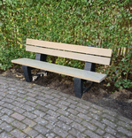 Banc public bicolore avec dossier en plastique recyclé - Govaplast - modèle Bonn