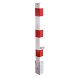 Poteau de parking rabattable rouge/blanc 70 x 70 mm avec ancrage au sol