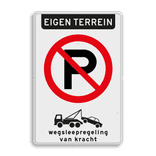 Bord niet parkeren, uitgezonderd bewoners/bezoekers + verboden toegang (2-talig) - reflecterend