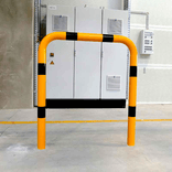 Arceau droit en acier Ø 76 mm jaune/noir – Plusieurs dimensions
