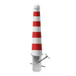 Conische afzetpaal staal Ø164x750mm - wit/rood - uitneembaar met grondstuk