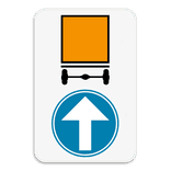 Verkeersbord SB250 D4 rechtdoor - Verplicht rechtdoor voor voertuigen die gevaarlijke goederen vervoeren