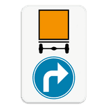 Panneau SB250 - D4 droite - Obligation pour les véhicules transportant des marchandises dangereuses de suivre la direction indiquée par la flèche