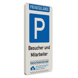 Parkplatzschild für Besucher und Mitarbeiter mit Logo