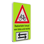 Warnschilder - Radverkehr kreuzt von links und rechts