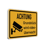 Hinweisschild Achtung Grundstück wird videoüberwacht - reflektierend