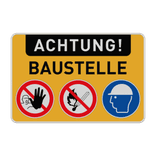 Verkehrsschild Achtung Baustelle mit Piktogrammen reflektierend