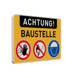 Verkehrsschild Achtung Baustelle mit Piktogrammen reflektierend