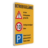 Kombischild betriebsgelände mit Verhaltensregeln - reflektierend