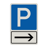 Verkehrszeichen - Parkplatz mit Pfeil nach rechts