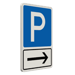 Verkehrszeichen - Parkplatz mit Pfeil nach rechts