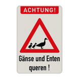 Warnschilder Gänse und Enten queren - reflektierend
