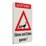 Warnschilder Gänse und Enten queren - reflektierend