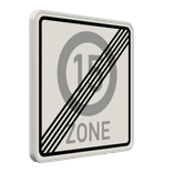 Verkehrszeichen 274.2-15 - Ende Tempo 15-Zone