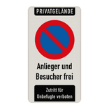 Parkverbotsschilder - Privatgrundstück, Eingeschränktes Haltverbot, Anlieger und Besucher frei
