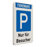 Parkplatzschild „Nur für Besucher“ mit Firmenname