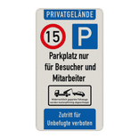 Verkehrsschild privatgelände - Parkplatz nur für Besucher und mitarbeiter - für Unbefugte verboten