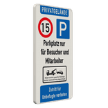 Verkehrsschild privatgelände - Parkplatz nur für Besucher und mitarbeiter - für Unbefugte verboten