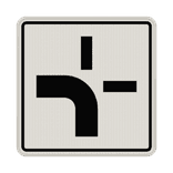 Verkehrszusatzeichen 1002-10 - Verlauf der Vorfahrtstraße an Kreuzungen (von unten nach links)