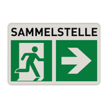 Fluchtwegschild - Sammelstelle und Sammelplatz rechts