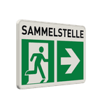 Fluchtwegschild - Sammelstelle und Sammelplatz rechts
