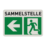 Fluchtwegschild - Sammelstelle und Sammelplatz links