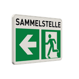Fluchtwegschild - Sammelstelle und Sammelplatz links