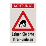 Warnschilder - Achtung Tiere, Leinen Sie bitte Ihre Hunde an