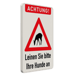 Warnschilder - Achtung Tiere, Leinen Sie bitte Ihre Hunde an