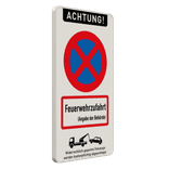 Parkverbotsschild - ACHTUNG! Absolutes Haltverbot, Feuerwehrzufahrt mit Angabe der Behörde nach DIN 4066