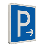 Verkehrszeichen 314 - Parken mit weißem Pfeil aus Dibond®traffic