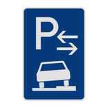 Verkehrszeichen 315-58 - Parken halb auf Gehwegen (Mitte)