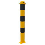 Kettenpfost aus Stahl Ø60/76/89mm 900mm gelb-schwarz – Bodenmontage