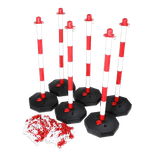 Kit de poteaux de guidage rouge/blanc avec pieds remplissables