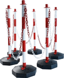 Kit de poteaux de guidage rouge/blanc avec pieds remplissables
