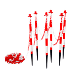 Prikpaaltjes met afzetketting rood wit kunststof