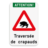 Panneau Attention Traversée de Crapauds - Personnalisable